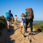 Family hiking together