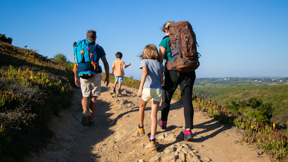 Family hiking together